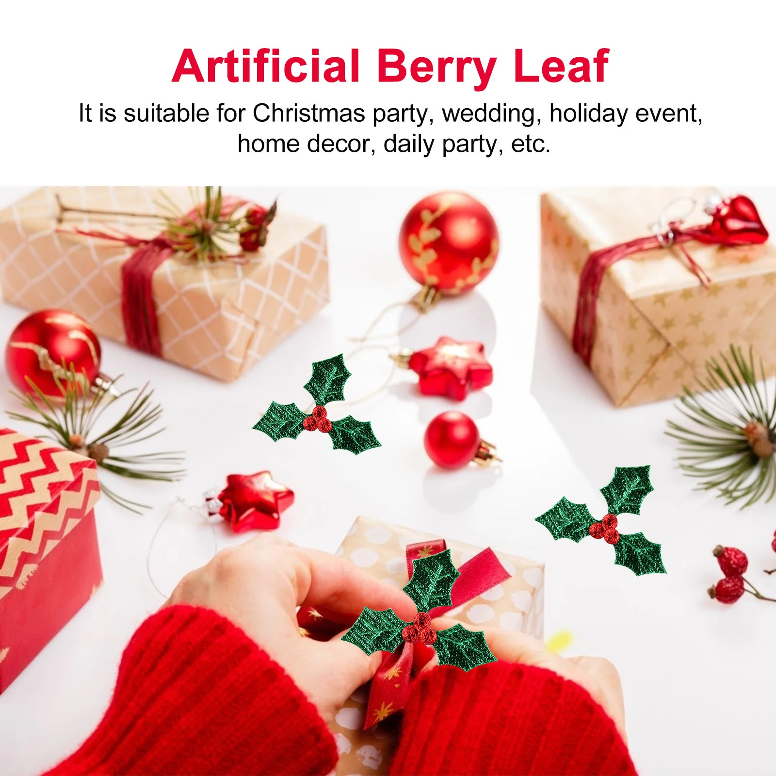100Pcs Christmas Artificial Berry Green Leaf Picks Fabric Material Hanging Ornament Decoration Costume Supplies for Parties
100Pcs Christmas Artificial Berry Green Leaf Picks Fabric Material Hanging Ornament Decoration Costume Supplies for Parties