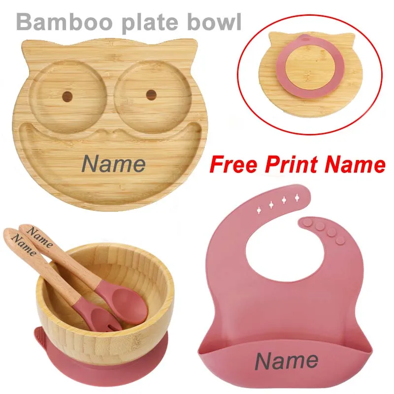 5Pcs Bamboo Bowl Plate For Kid Personalized Name Baby Feeding Set Bamboo Tableware Owl Plate Bowl With Spoon Silicone Baby Stuff
5Pcs Bamboo Bowl Plate For Kid Personalized Name Baby Feeding Set Bamboo Tableware Owl Plate Bowl With Spoon Silicone Baby Stuff