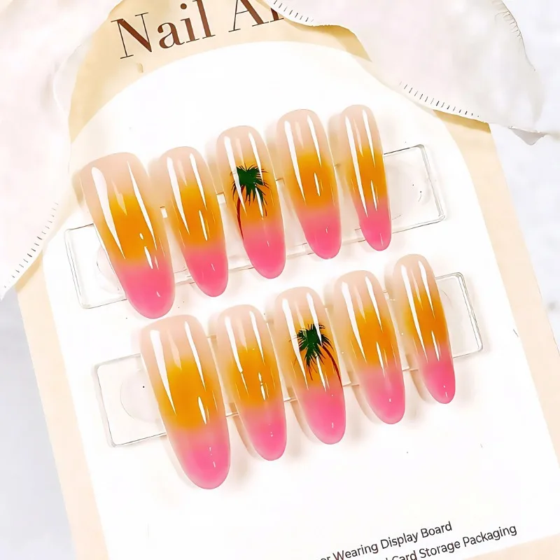 10Pcs Summer Island Style Press-On Nails Featuring Coconut Tree and Hawaiian Designs with Blush Accents for Women&Girls Wear
10Pcs Summer Island Style Press-On Nails Featuring Coconut Tree and Hawaiian Designs with Blush Accents for Women&Girls Wear