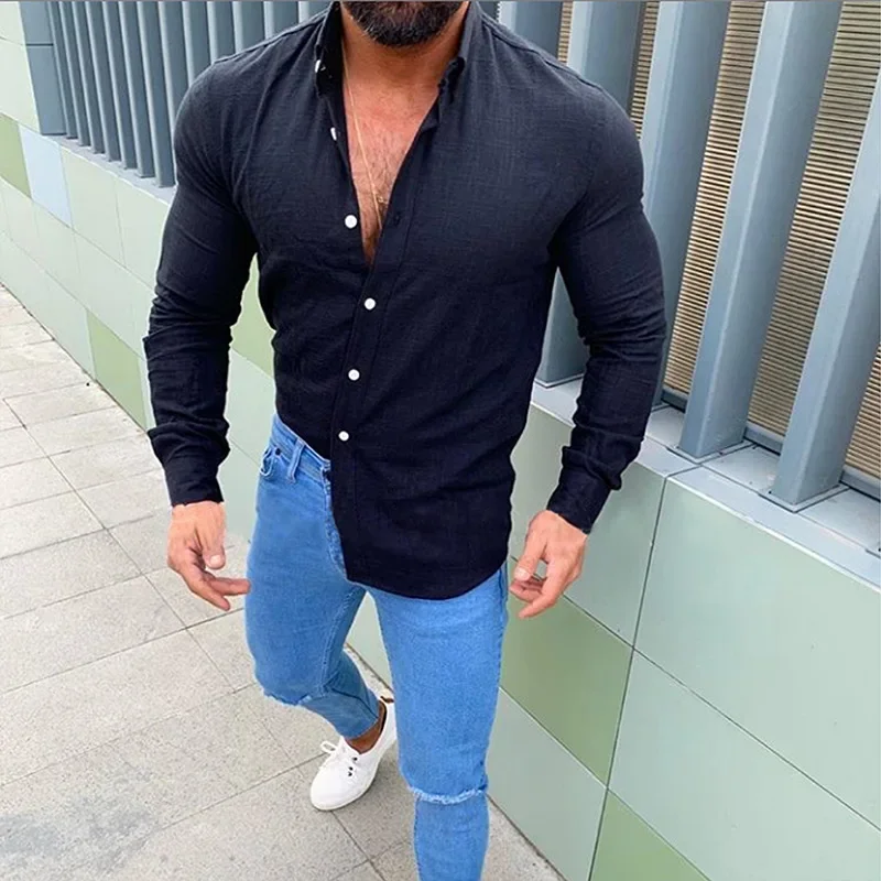 Casual solid color spring and autumn shirt men's new long-sleeved button lapel men's comfortable cotton and linen business shirt
Casual solid color spring and autumn shirt men's new long-sleeved button lapel men's comfortable cotton and linen business shirt
