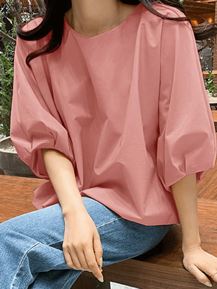 ZANZEA Fashion Women's Blouses O-Neck Casual Loose Woman Solid Color Smock Tops 3/4 Puff Sleeve Everyday Summer Blusas Mujer
ZANZEA Fashion Women's Blouses O-Neck Casual Loose Woman Solid Color Smock Tops 3/4 Puff Sleeve Everyday Summer Blusas Mujer
