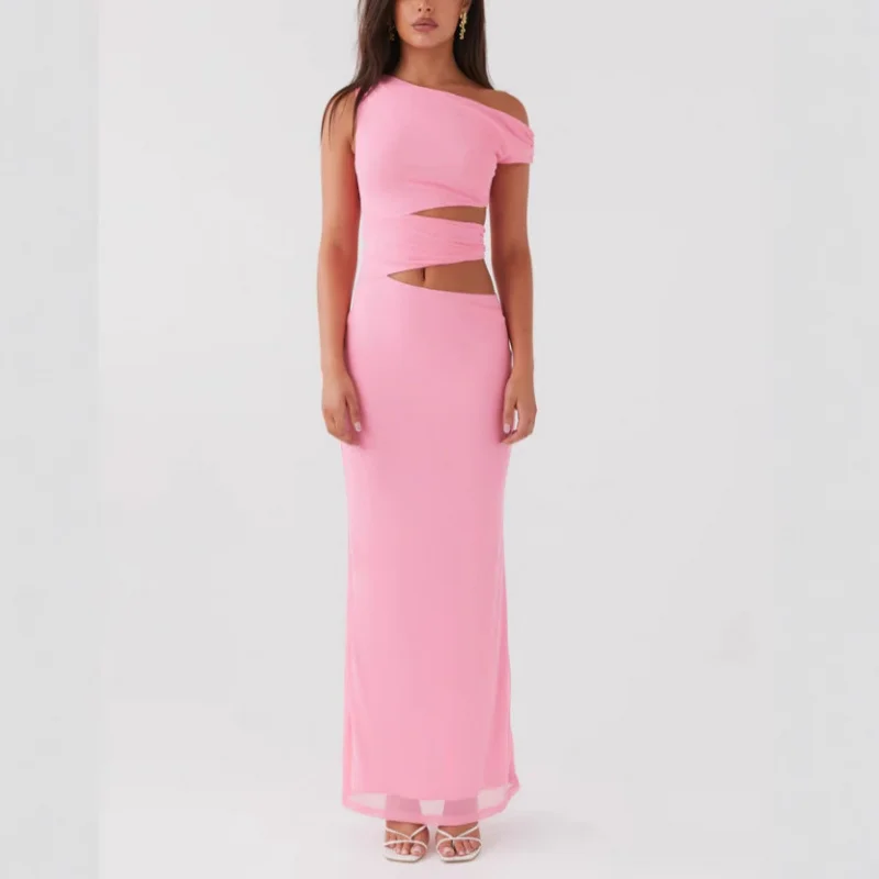 Elegant and Unique Asymmetrical Shoulder Women2025New Summer Style Hollow Out Waist-Hugging Long Dress
Elegant and Unique Asymmetrical Shoulder Women2025New Summer Style Hollow Out Waist-Hugging Long Dress
