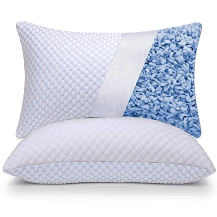 Cooling Adjustable Shredded Memory Foam Pillows Queen Size Set of 2 - Temperature-Regulating for All Sleepers with Dual Airflow
Cooling Adjustable Shredded Memory Foam Pillows Queen Size Set of 2 - Temperature-Regulating for All Sleepers with Dual Airflow