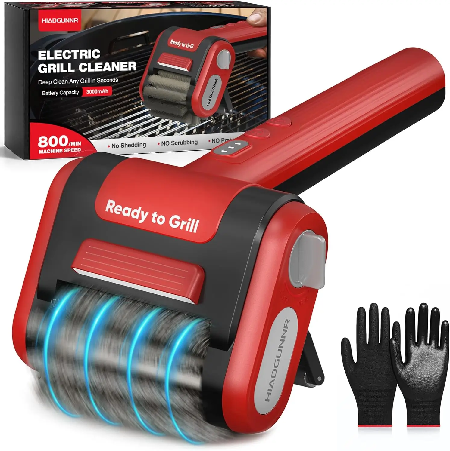 Electric Grill Brush, 700-800 RPM Stainless Steel Bristles, 304 Removable Head, Cordless & Type-C Rechargeable Grill Cleaner for
Electric Grill Brush, 700-800 RPM Stainless Steel Bristles, 304 Removable Head, Cordless & Type-C Rechargeable Grill Cleaner for