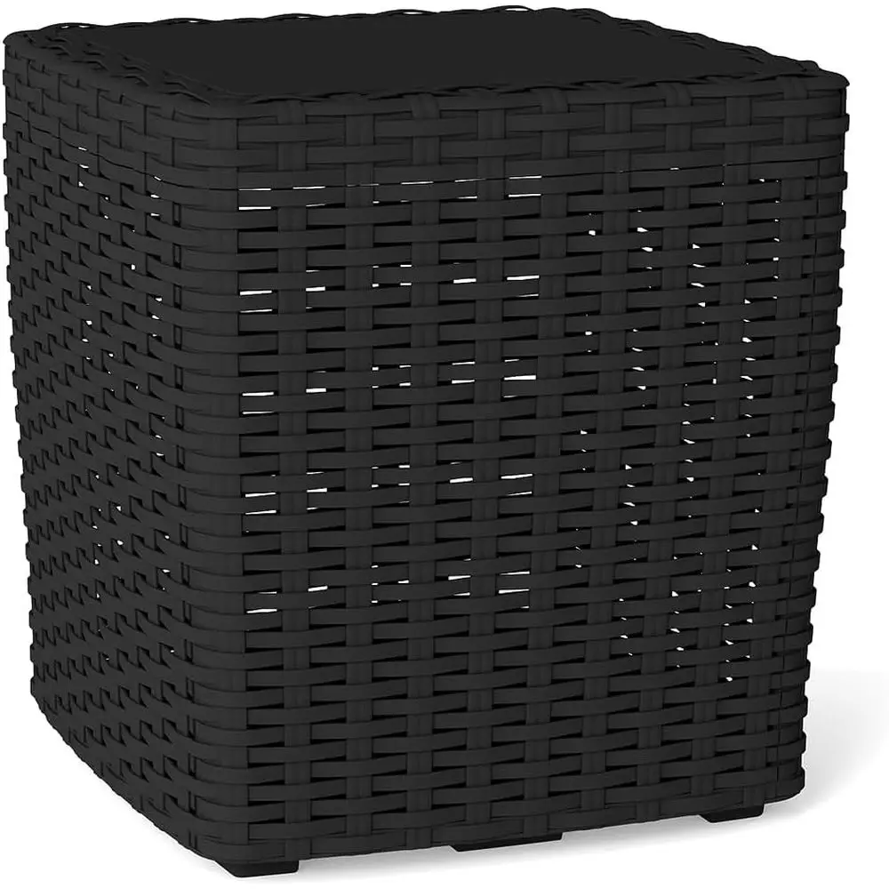 14 Gallon Rattan Outdoor Storage Box with Removable Lid & Lockable Feature, Weatherproof Bench for Garden Tools and Poolside Pac