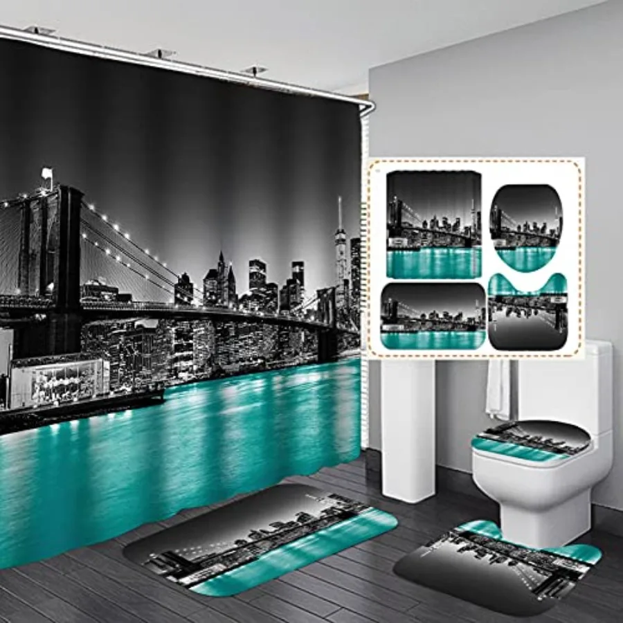 Jayden Madge 4PCS/Set Brooklyn Bridge Fabric Shower Curtain, Fantasy Modern City Famous Building Night View New York Landscape
Jayden Madge 4PCS/Set Brooklyn Bridge Fabric Shower Curtain, Fantasy Modern City Famous Building Night View New York Landscape