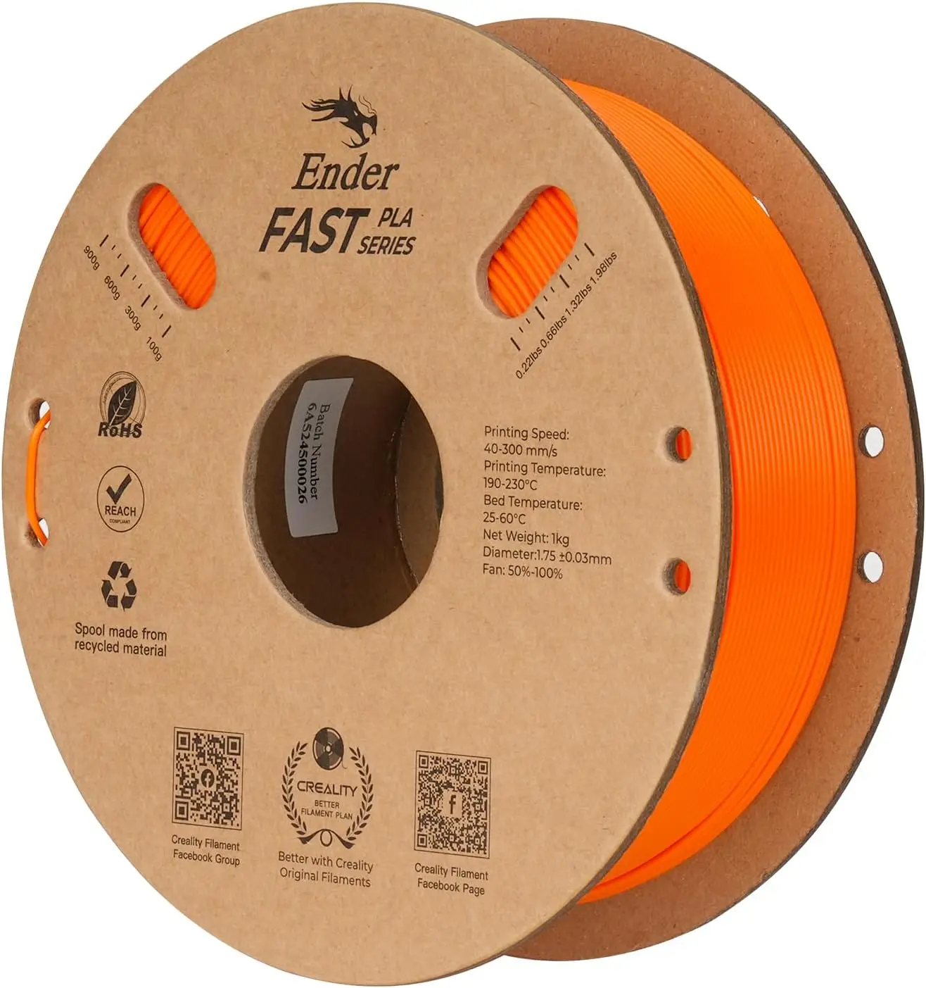 Rapid PLA Filament 1.75mm, High-Speed Printing up to 300mm/s, No-Tangling, Precise +/-0.02mm, Fits Most 3D Printers (Orange)
Rapid PLA Filament 1.75mm, High-Speed Printing up to 300mm/s, No-Tangling, Precise +/-0.02mm, Fits Most 3D Printers (Orange)
