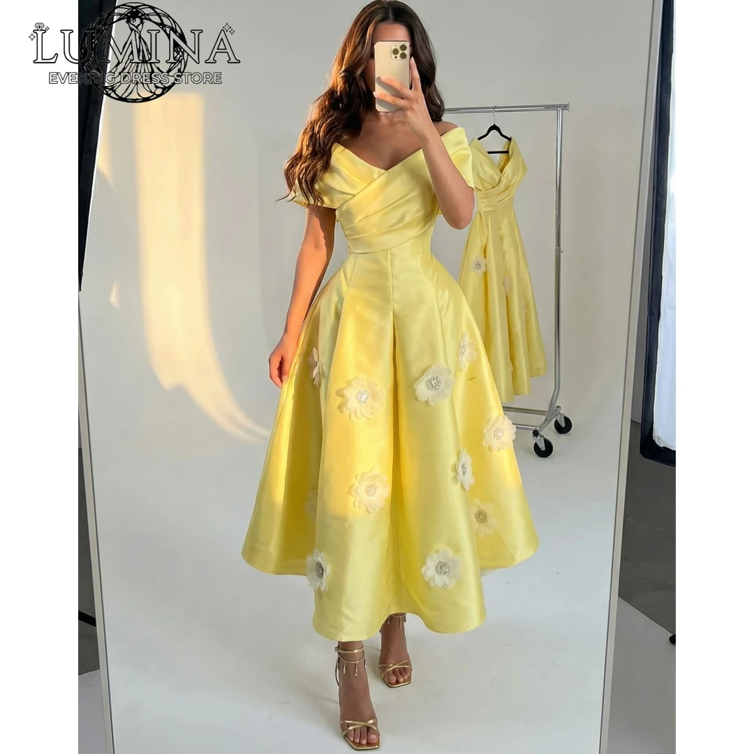 Lumina V-neck Card Shoulder Prom Dresses Luxury Evening Dress 2026 Woman Custom Made Line A 3D Flowers Dresses Medium Length
Lumina V-neck Card Shoulder Prom Dresses Luxury Evening Dress 2026 Woman Custom Made Line A 3D Flowers Dresses Medium Length