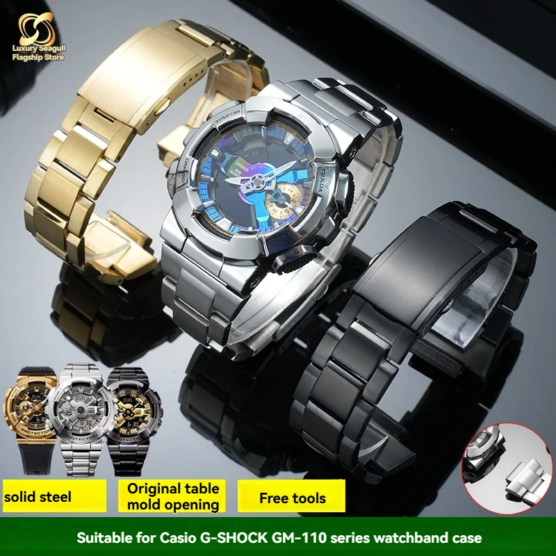 Для Casio G-SHOCK GM-110: Модифицированный корпус и ремешок из нержавеющей стали (серия Small Steel Cannon) – модный металлический DIY-комплект для мужчин (GM-110)
Для Casio G-SHOCK GM-110: Модифицированный корпус и ремешок из нержавеющей стали (серия Small Steel Cannon) – модный металлический DIY-комплект для мужчин (GM-110)