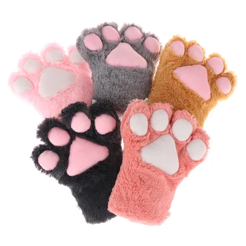 귀여운 곰 고양이 발 장갑, 푹신한 봉제 만화 동물 애니메이션 로리타 코스프레 벙어리 장갑
