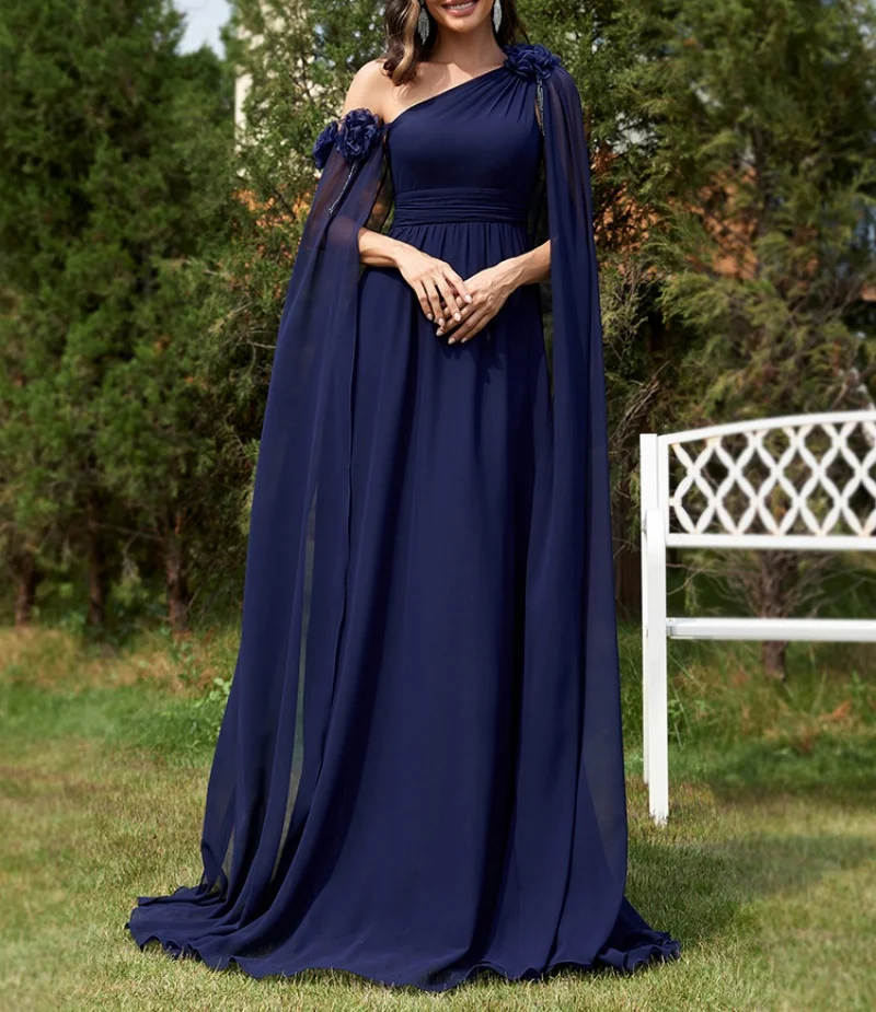 Customized Luxury Navy Chiffon Evening Dress shawl Elegant Long Bridesmaid Prom Party Gown with Arabia Flower Detail for Women
Customized Luxury Navy Chiffon Evening Dress shawl Elegant Long Bridesmaid Prom Party Gown with Arabia Flower Detail for Women