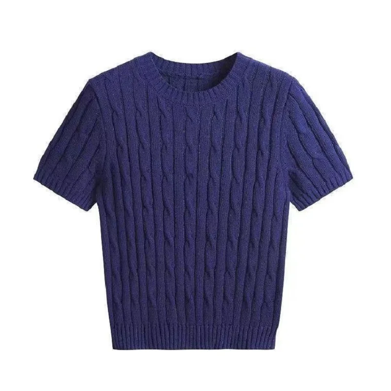 Korean Style round Neck Twisted Knit Short Sleeve T-Shirt Women's Casual Versatile Summer Top Comfortable Fit Medium Softness
Korean Style round Neck Twisted Knit Short Sleeve T-Shirt Women's Casual Versatile Summer Top Comfortable Fit Medium Softness