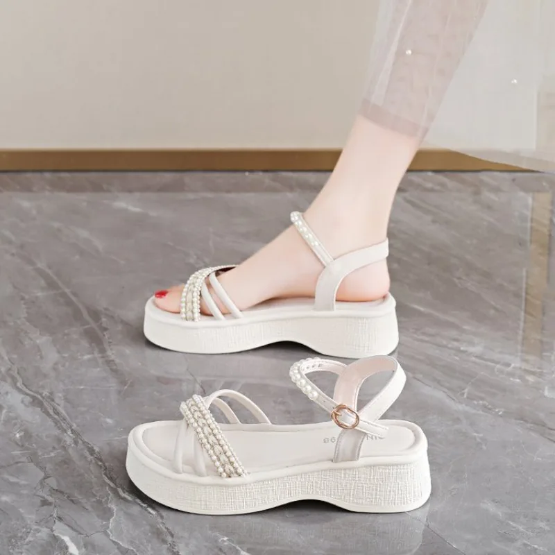 Ladies Shoes Pearl Platform Roman Style Women's Sandals Vintage Comfort Summer Elegant
Ladies Shoes Pearl Platform Roman Style Women's Sandals Vintage Comfort Summer Elegant