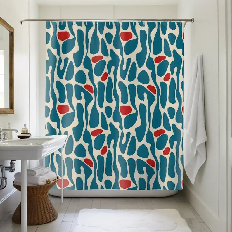 Abstract Turquoise Shower Curtain: Modern Aqua Bathroom Decor
Abstract Turquoise Shower Curtain: Modern Aqua Bathroom Decor