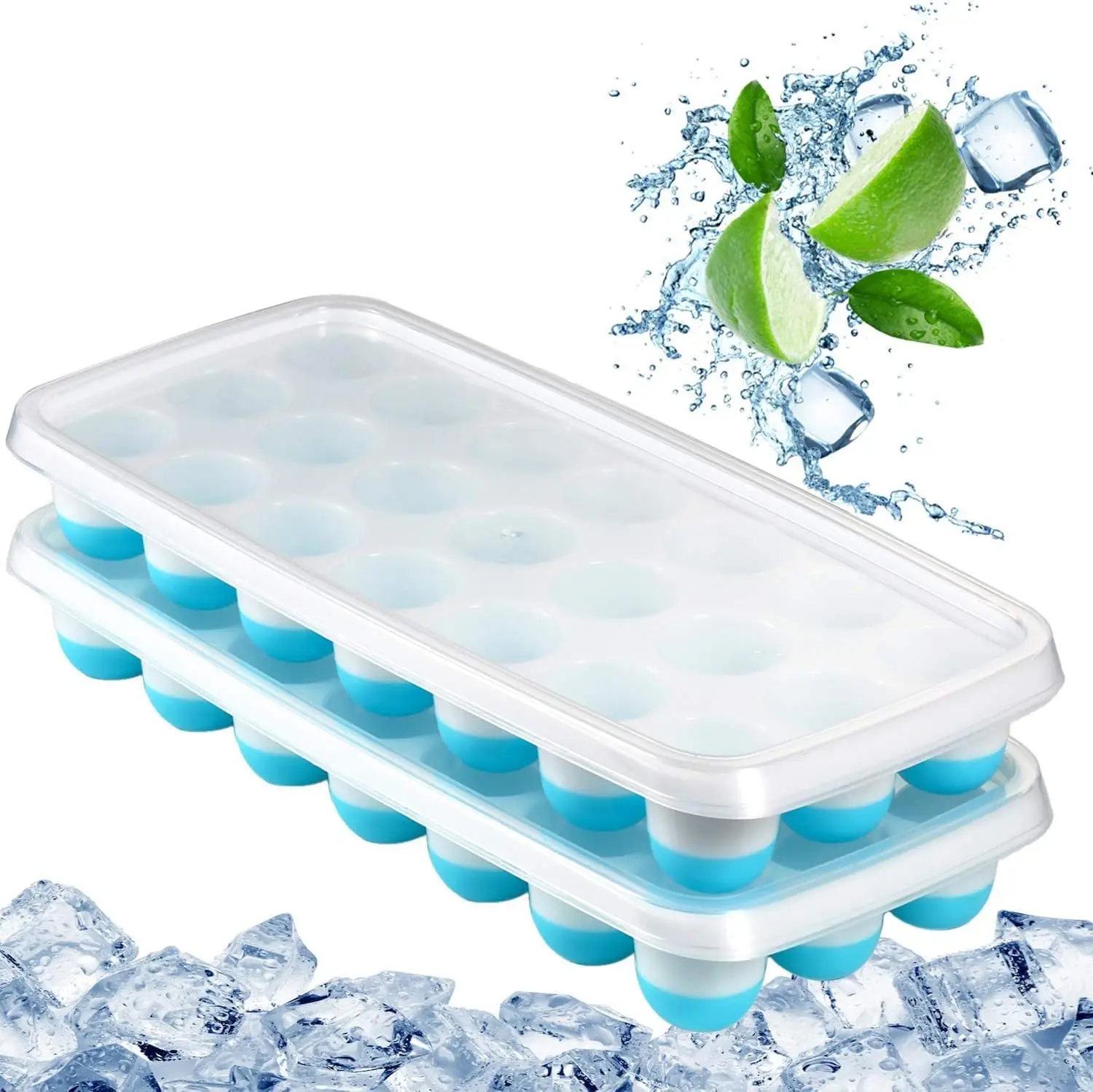 2-Pack Silicone Ice Cube Trays, 42 Cubes, Easy Release, Odor-Free, Stackable, Blue
2-Pack Silicone Ice Cube Trays, 42 Cubes, Easy Release, Odor-Free, Stackable, Blue