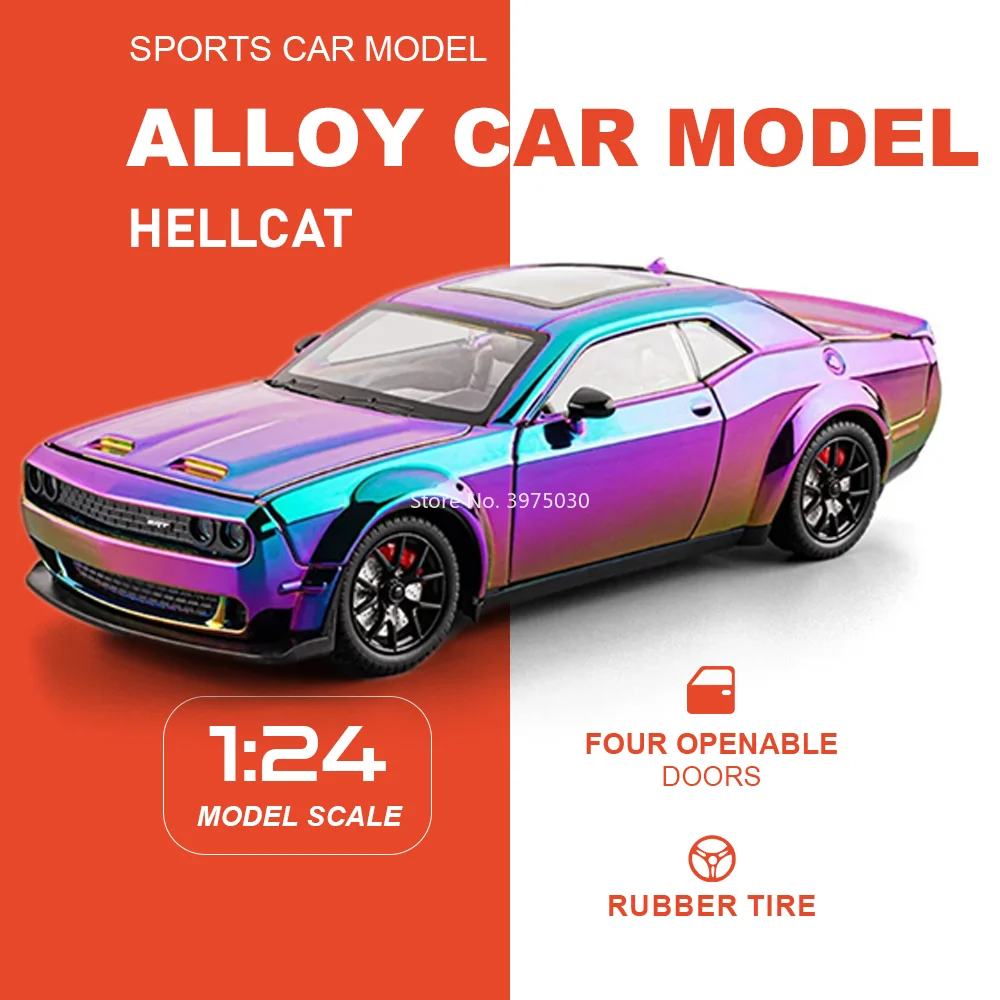 1:24 Challenger SRT Hellcat Diecast Alloy Miniature Car Model Toy Doors Opened Front Wheel Steering Cars Collection for Friends
1:24 Challenger SRT Hellcat Diecast Alloy Miniature Car Model Toy Doors Opened Front Wheel Steering Cars Collection for Friends