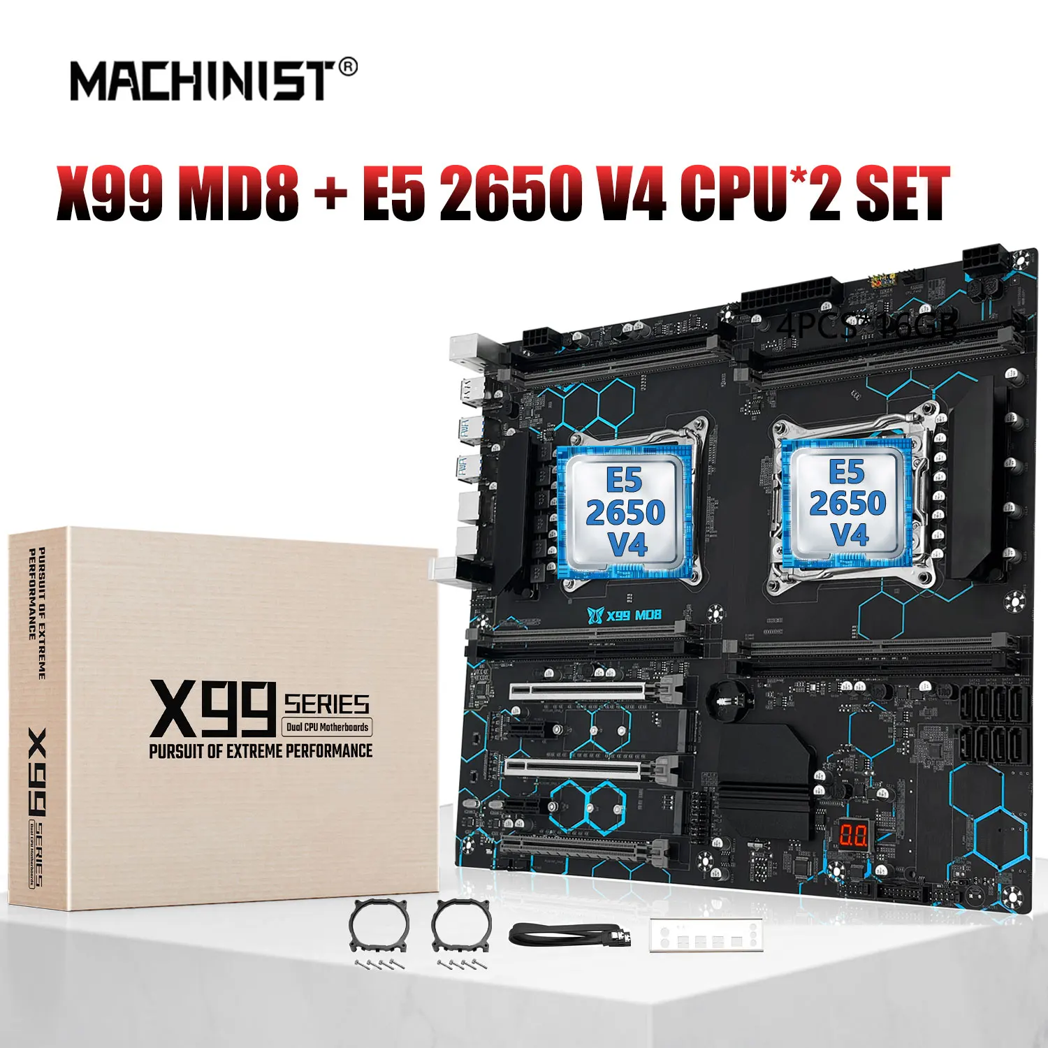 Комплект материнской платы MACHINIST X99 MD8 с процессорами LGA2011-3 Xeon E5 2650 V4*2, поддерживает оперативную память DDR4 ECC, SSD NVME M.2 SATA E-ATX
Комплект материнской платы MACHINIST X99 MD8 с процессорами LGA2011-3 Xeon E5 2650 V4*2, поддерживает оперативную память DDR4 ECC, SSD NVME M.2 SATA E-ATX