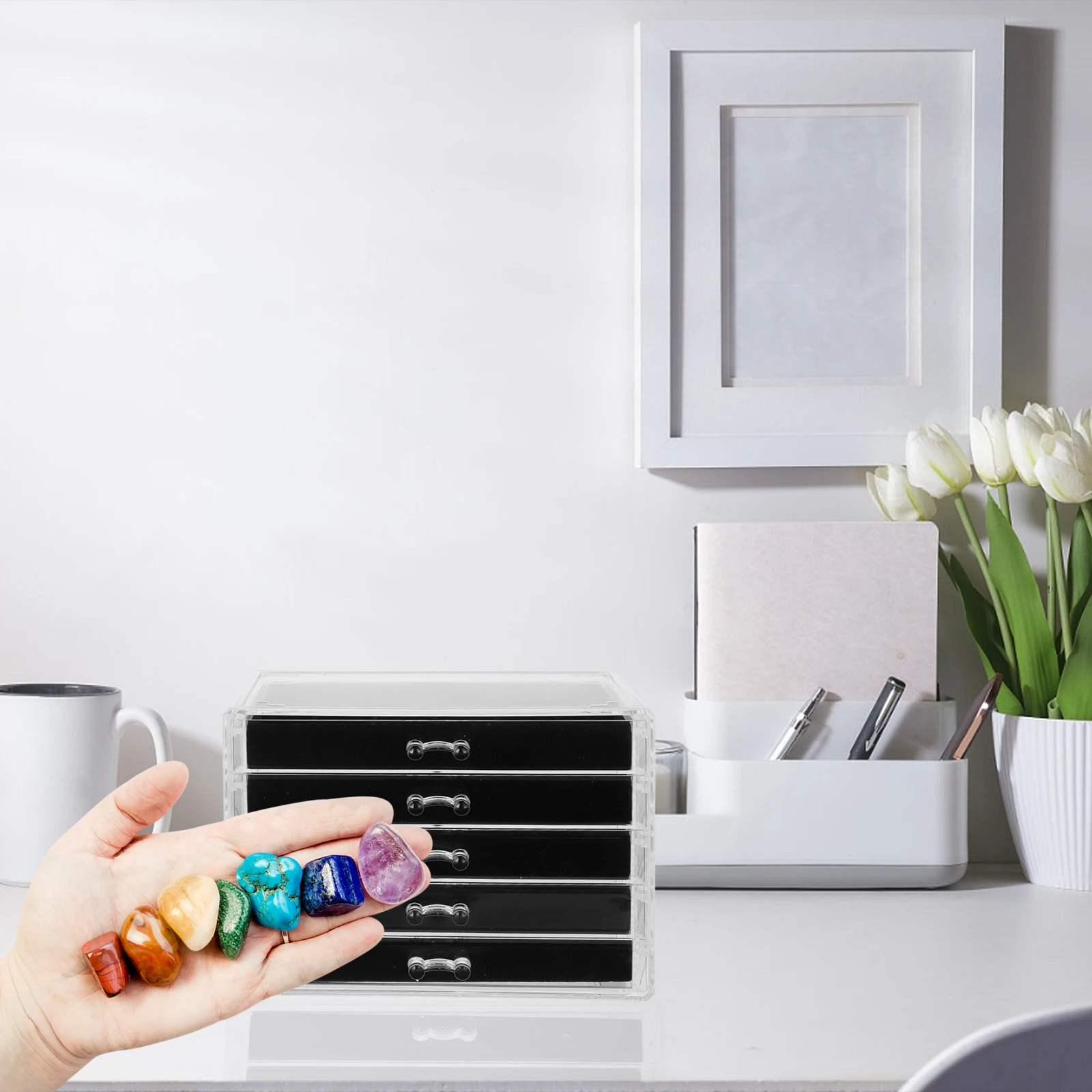 Acrylic 90-Grid Rock Display Cabinet Transparent Organizer 5-Layer Drawer Crystal Storage Case Jewelry Showcase Rock Collection
Acrylic 90-Grid Rock Display Cabinet Transparent Organizer 5-Layer Drawer Crystal Storage Case Jewelry Showcase Rock Collection