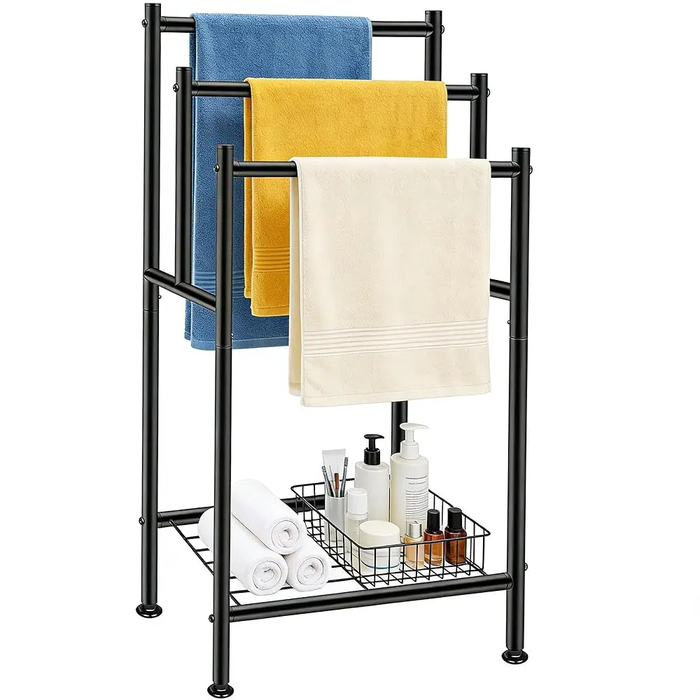 Standing Towel Rack, 3 Tier Towel Racks for Bathroom with Storage Shelf, Freestanding Metal Pool Blanket Holder Floor Towel D
Standing Towel Rack, 3 Tier Towel Racks for Bathroom with Storage Shelf, Freestanding Metal Pool Blanket Holder Floor Towel D