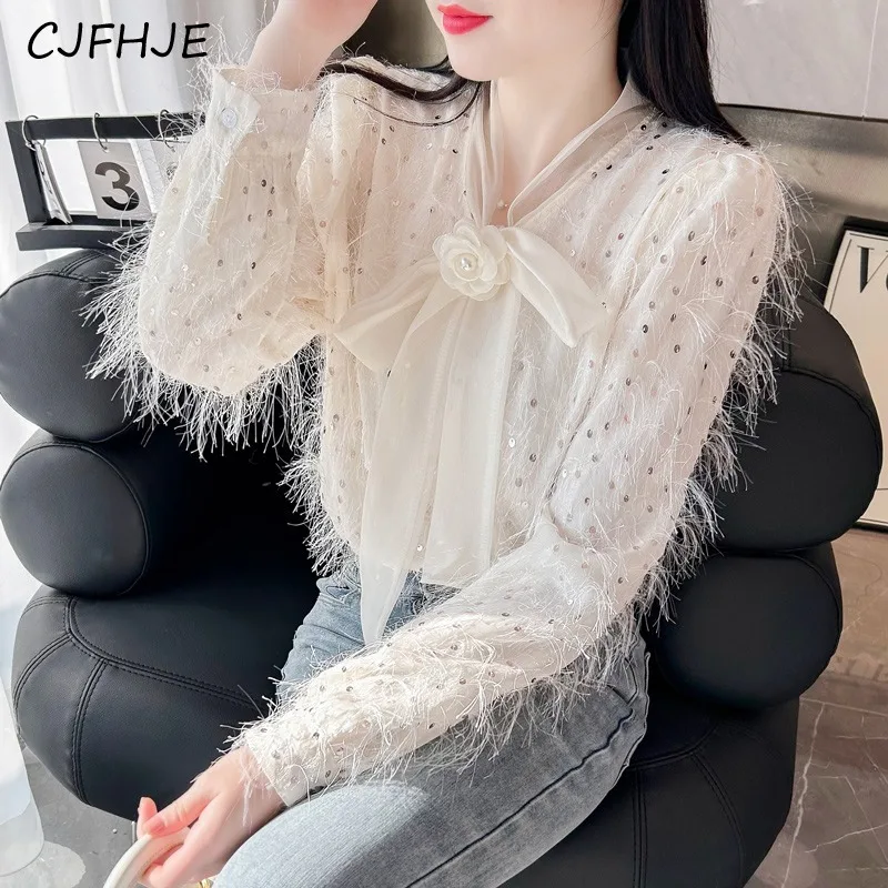CJFHJE New Women's Fashion Beads Sparkling White Chiffon Shirt Spring Korean Elegant Ladies Casual Women Long Sleeved Shirt Top
CJFHJE New Women's Fashion Beads Sparkling White Chiffon Shirt Spring Korean Elegant Ladies Casual Women Long Sleeved Shirt Top