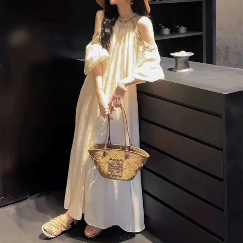High Quality Off Shoulder Vacation Dresses Spring Women Lantern Sleeve O Neck Dress Summer High Waist Loose Pullover Long Dress
High Quality Off Shoulder Vacation Dresses Spring Women Lantern Sleeve O Neck Dress Summer High Waist Loose Pullover Long Dress