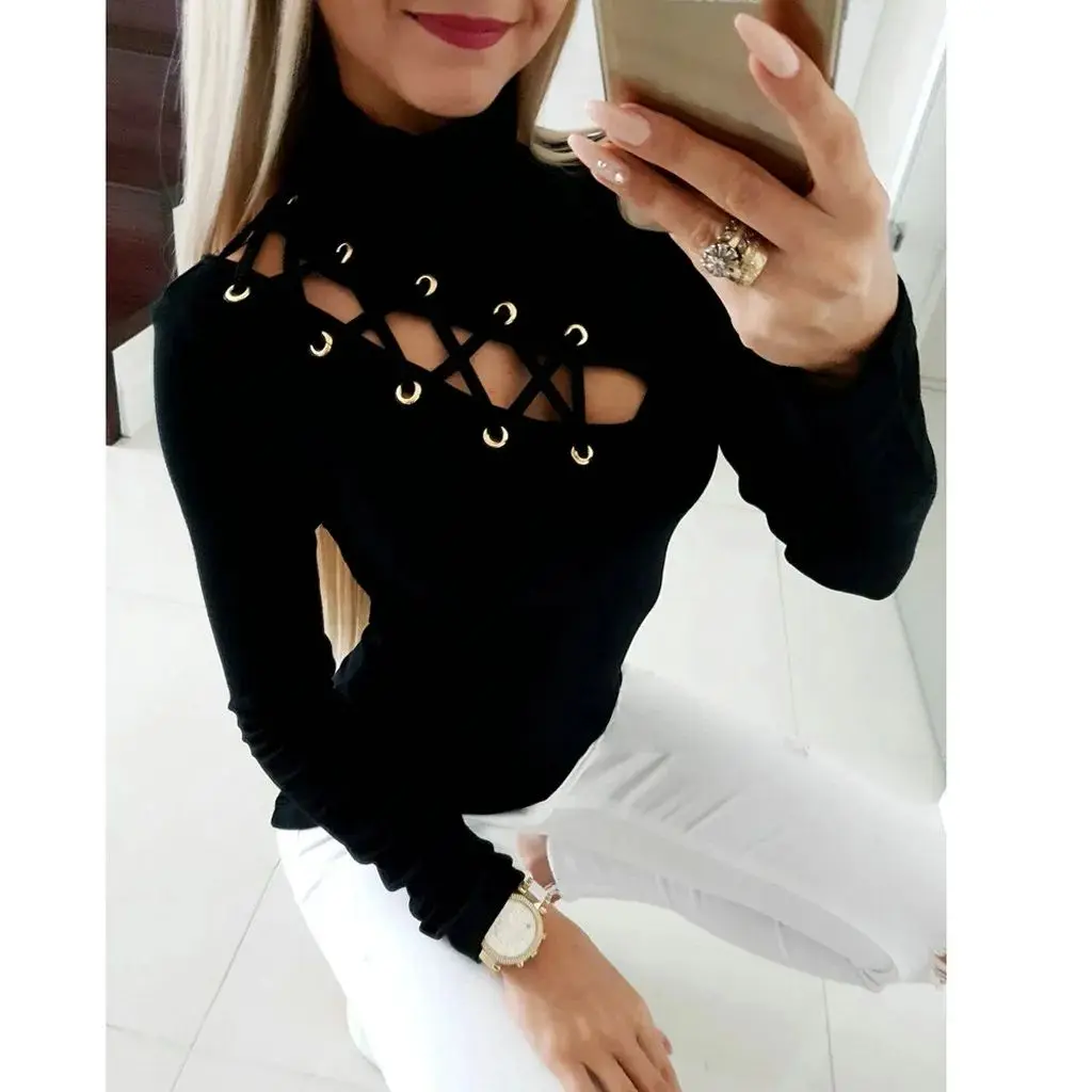 Women's Sexy 2024 Hollow out Lace up Slim Fit Shirt New Arrival Elegant Casual Blouse Fashionable Ladies' Top
Women's Sexy 2024 Hollow out Lace up Slim Fit Shirt New Arrival Elegant Casual Blouse Fashionable Ladies' Top