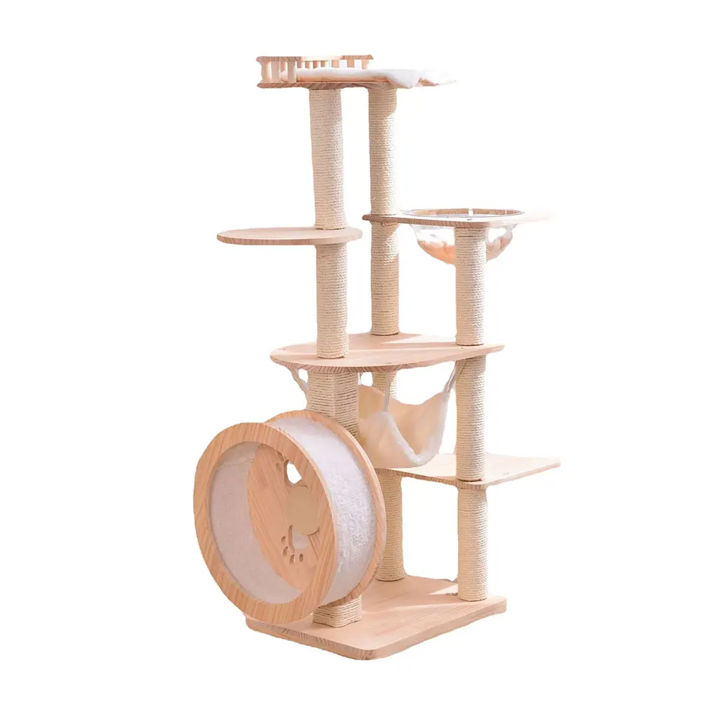 Wooden Cat Climbing Frame with Integrated Cat Nest Jumping Platform Space Capsule Multifunction Cat Tree with Silent Treadmill
Wooden Cat Climbing Frame with Integrated Cat Nest Jumping Platform Space Capsule Multifunction Cat Tree with Silent Treadmill