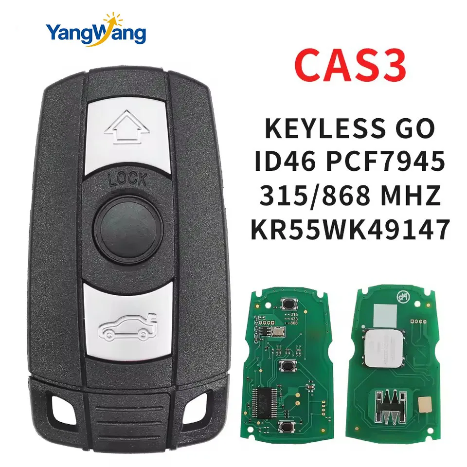 YangWang KR55WK49147 Keyless Go Remote Key Fob for BMW CAS3 CAS3+ 1 3 5 6 Series X5 X6 Z4 E70 315/868MHz ID46 Comfort Access
YangWang KR55WK49147 Keyless Go Remote Key Fob for BMW CAS3 CAS3+ 1 3 5 6 Series X5 X6 Z4 E70 315/868MHz ID46 Comfort Access