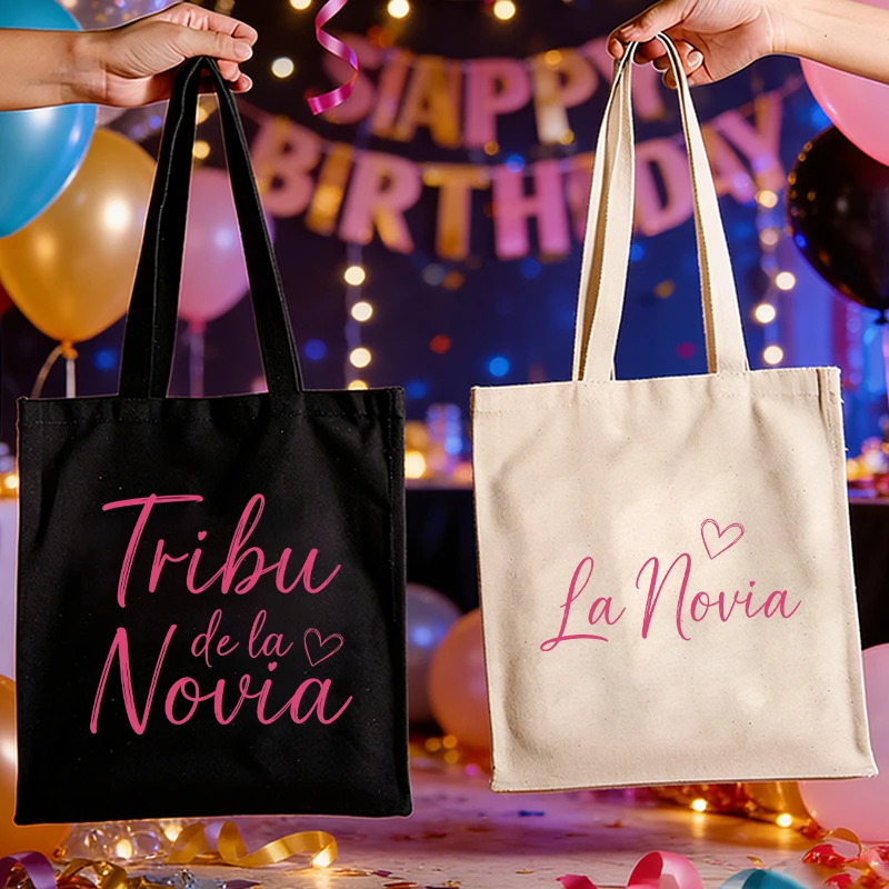 Холщовые сумки-тоуты для испанской девичника-вечеринки Tribu De La Novia, подарочные сумки для свадебного душа, свадебные подарочные пакеты для подружек невесты, многоразовые сумки-тоуты
Холщовые сумки-тоуты для испанской девичника-вечеринки Tribu De La Novia, подарочные сумки для свадебного душа, свадебные подарочные пакеты для подружек невесты, многоразовые сумки-тоуты