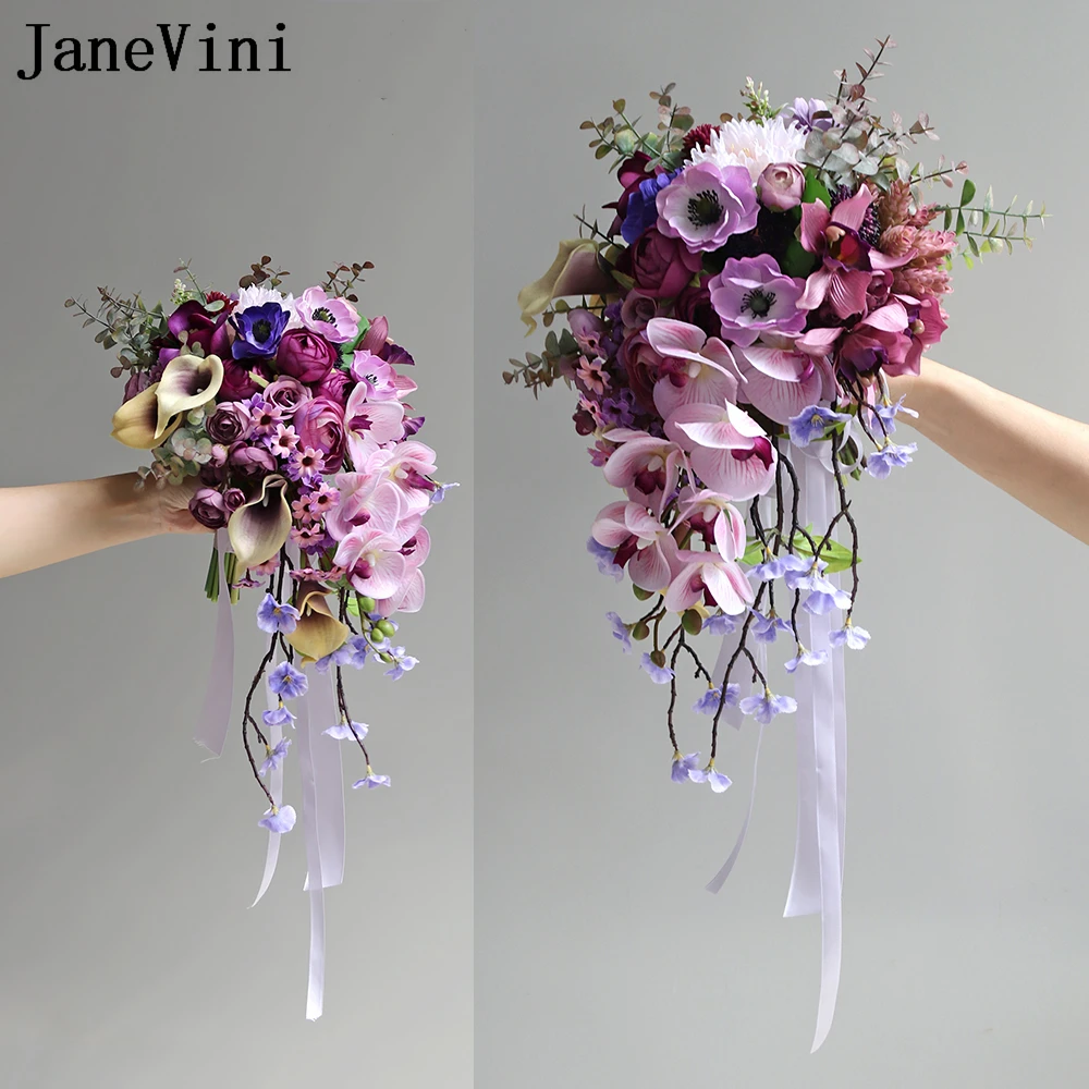 JaneVini Purple Cascading Bridal Bouquets Moth Orchid Bride Hand Flowers Waterfall Wedding Bouquets Ramos De Flores Artificial
JaneVini Purple Cascading Bridal Bouquets Moth Orchid Bride Hand Flowers Waterfall Wedding Bouquets Ramos De Flores Artificial