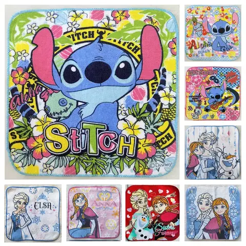 20x20cm Disney Stitch Towel Elsa Frozen Princess Cartoon Small Square Hand Towel Handkerchief kids Towel Water Christmars gifts