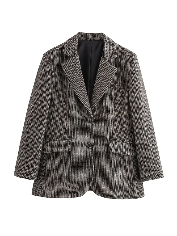 2024 Autumn/Winter European And American Style Female Fashion All-Matching Herringbone Print Loose Suit Jacket
2024 Autumn/Winter European And American Style Female Fashion All-Matching Herringbone Print Loose Suit Jacket