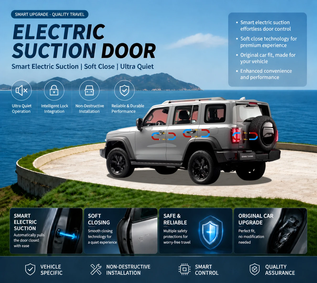 Car Specific Car Modification Auto Suction Soft Close Door Modification Parts & Accessories For GWM Wey Tank 300 2020-present
Car Specific Car Modification Auto Suction Soft Close Door Modification Parts & Accessories For GWM Wey Tank 300 2020-present