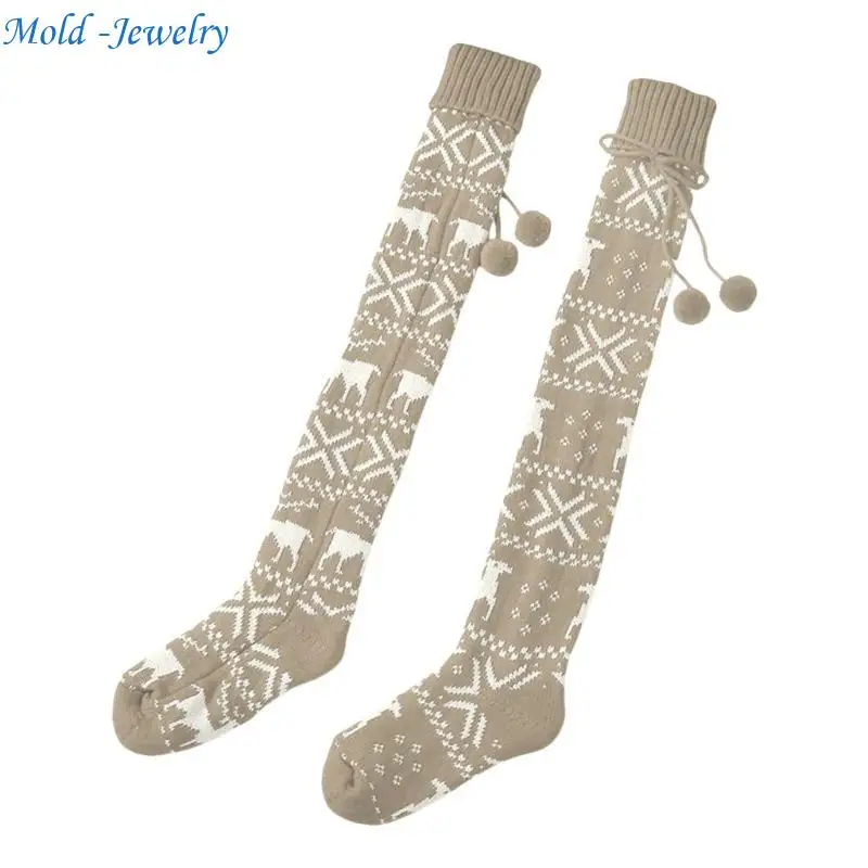 69HB Fashionable Over the Knee Christmas Jacquard Socks for Women Holiday Knitted Thigh High Stockings with Plush Balls Bows
69HB Fashionable Over the Knee Christmas Jacquard Socks for Women Holiday Knitted Thigh High Stockings with Plush Balls Bows