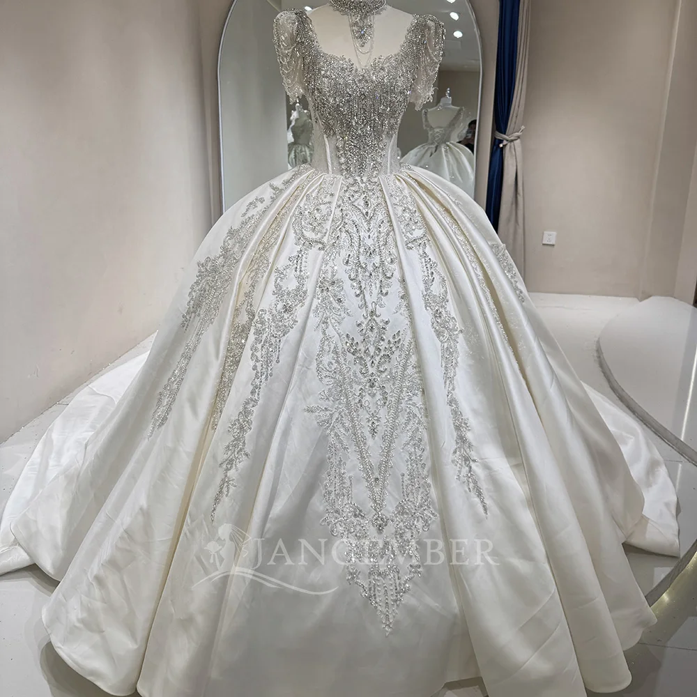 Luxury 2026 Wedding Dresses Women's Ball Gown Lace Up Back Bridal Gowns O-Neck Short Sleeves Vestidos De Novia Customized
Luxury 2026 Wedding Dresses Women's Ball Gown Lace Up Back Bridal Gowns O-Neck Short Sleeves Vestidos De Novia Customized