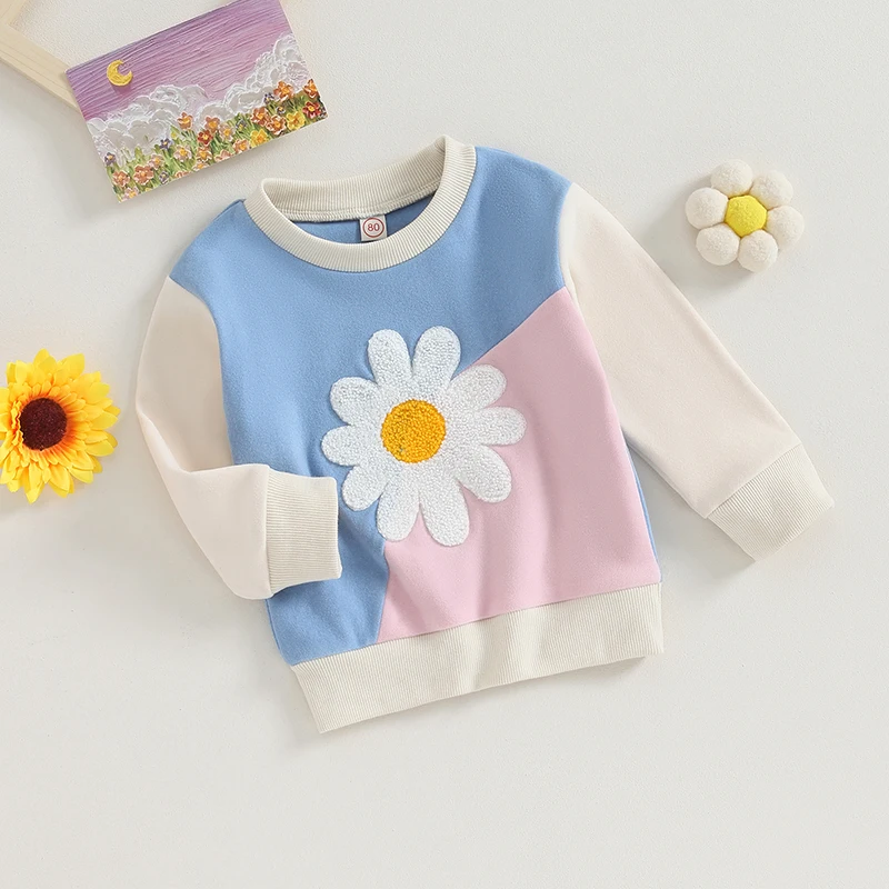 Toddler Girl Fall Clothes Long Sleeve Sweatshirt Color Block Crewneck Pullover Top Floral Embroidred Sweater
Toddler Girl Fall Clothes Long Sleeve Sweatshirt Color Block Crewneck Pullover Top Floral Embroidred Sweater