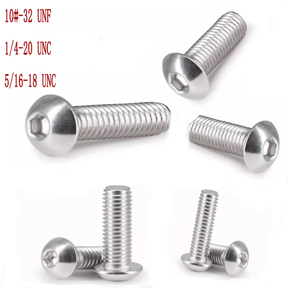 10# 1/4'' 5/16'' UNC UNF ISO7380 SUS304 Hex Socket Button Round Head Screws Allen Key Bolt Full Threaded
10# 1/4'' 5/16'' UNC UNF ISO7380 SUS304 Hex Socket Button Round Head Screws Allen Key Bolt Full Threaded