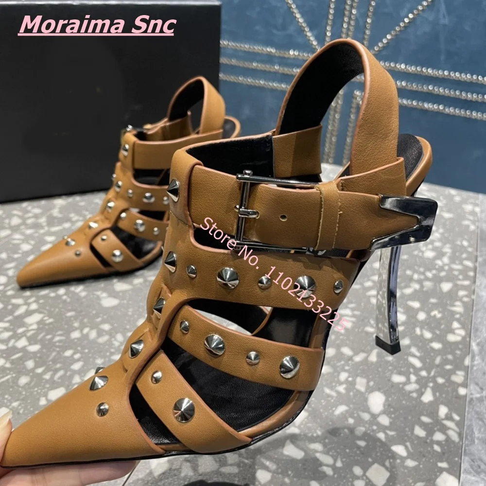 Summer New Luxury Women Sandals Pointed Toe Thin High Metal Heel Rivet Elegant Real Picture leather Buckle Strap Party Shoes
Summer New Luxury Women Sandals Pointed Toe Thin High Metal Heel Rivet Elegant Real Picture leather Buckle Strap Party Shoes