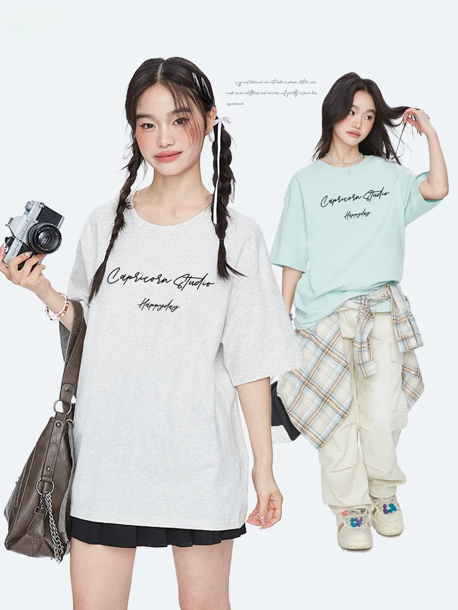 Capricorn Summer New Loose Cotton Short Sleeve T-Shirt Women's Casual Style Letter Print Casual Fashion Pure Cotton Top
Capricorn Summer New Loose Cotton Short Sleeve T-Shirt Women's Casual Style Letter Print Casual Fashion Pure Cotton Top