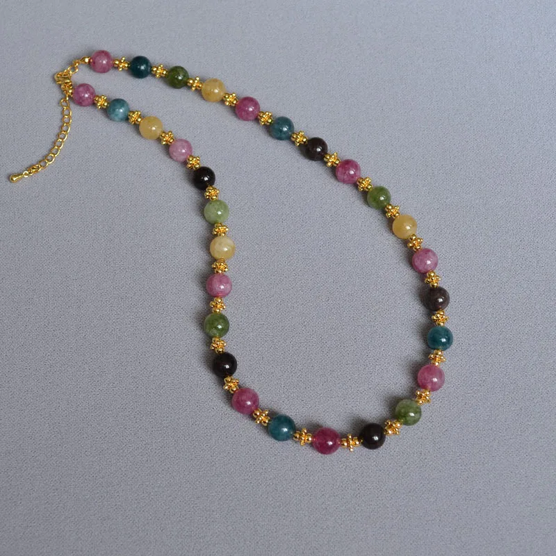 Women colorful Tourmaline natural stone necklace gold plated chain high quality fashion ladies choker
Women colorful Tourmaline natural stone necklace gold plated chain high quality fashion ladies choker