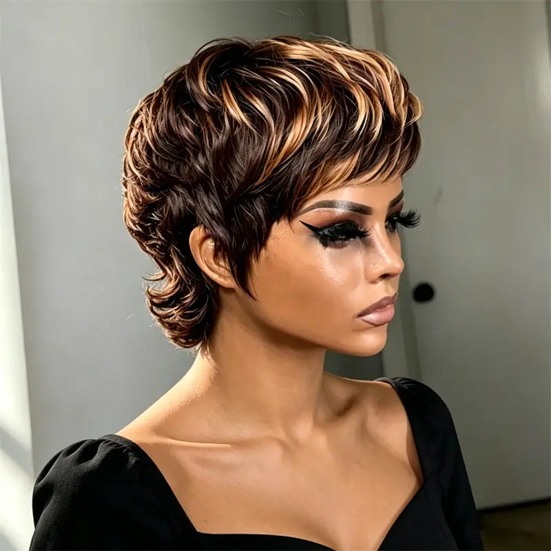 Pixie Cut Mullet Wig Human Hair Blonde Swallowtail Style Full Machine Made Wig Fashion Easy Wear For Women Festival And Party
Pixie Cut Mullet Wig Human Hair Blonde Swallowtail Style Full Machine Made Wig Fashion Easy Wear For Women Festival And Party
