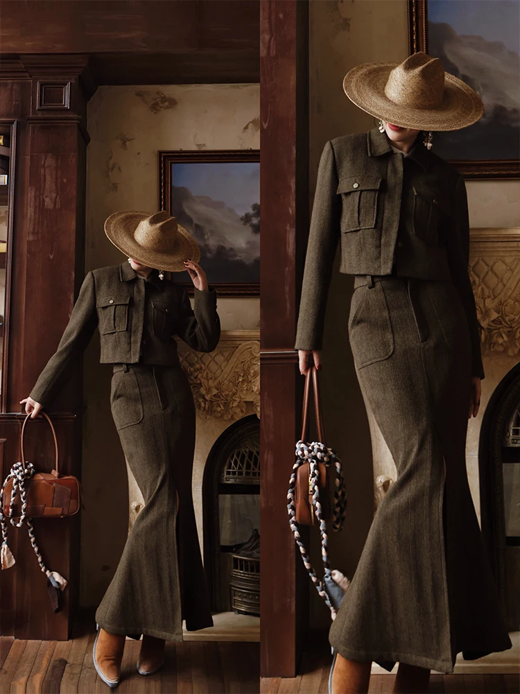 Fish Tail Faux Wool Skirts for Women Mermaid Style Long Maxi Skirt And Tops 2 Pcs Sets Slim Hip Winter Autumn Full Sleeve S-L
Fish Tail Faux Wool Skirts for Women Mermaid Style Long Maxi Skirt And Tops 2 Pcs Sets Slim Hip Winter Autumn Full Sleeve S-L