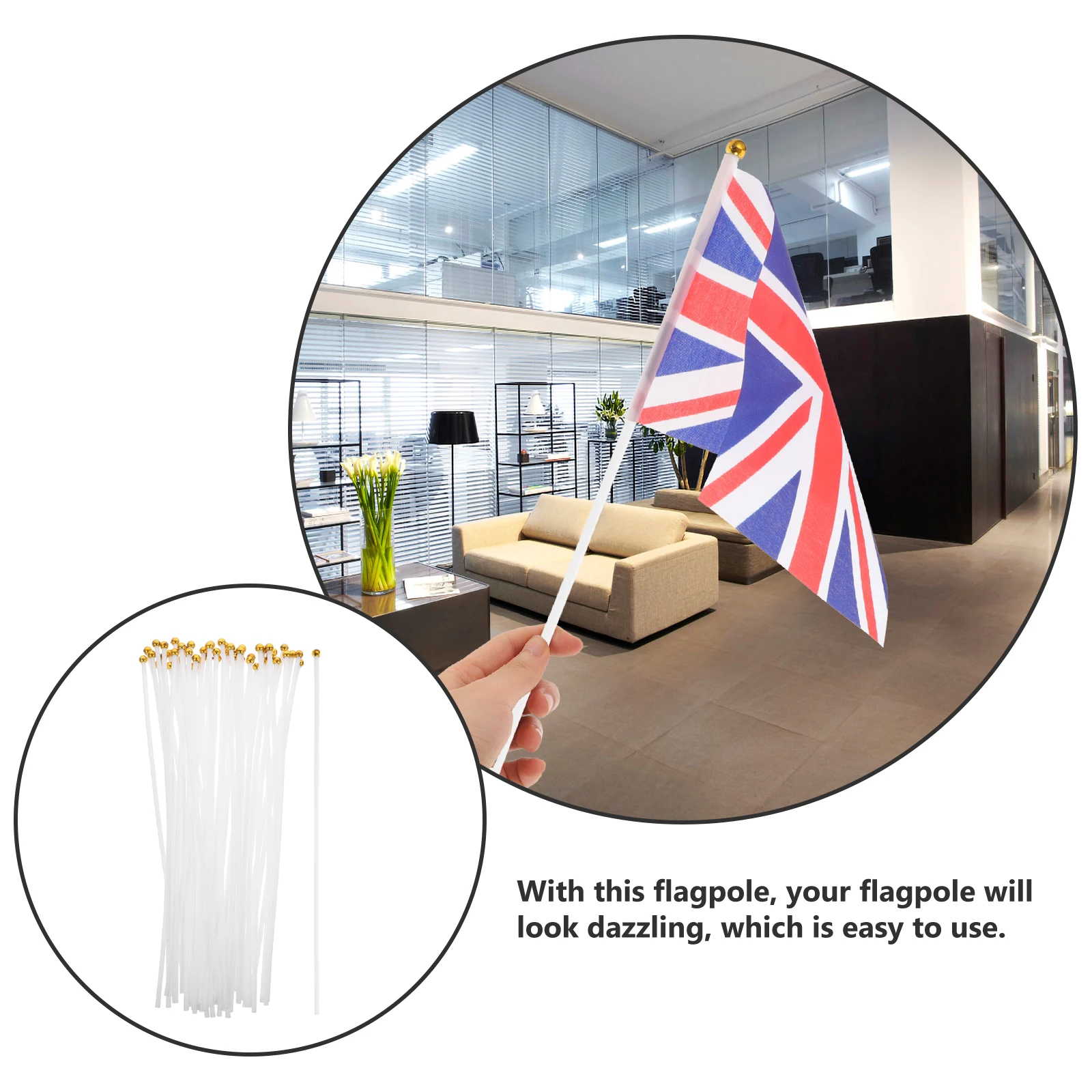 50Pcs Handheld Flagpole Plastic Flag Pole for Table Flag Strong Durability Fine Craftsmanship Lightweight Compact for Office
50Pcs Handheld Flagpole Plastic Flag Pole for Table Flag Strong Durability Fine Craftsmanship Lightweight Compact for Office