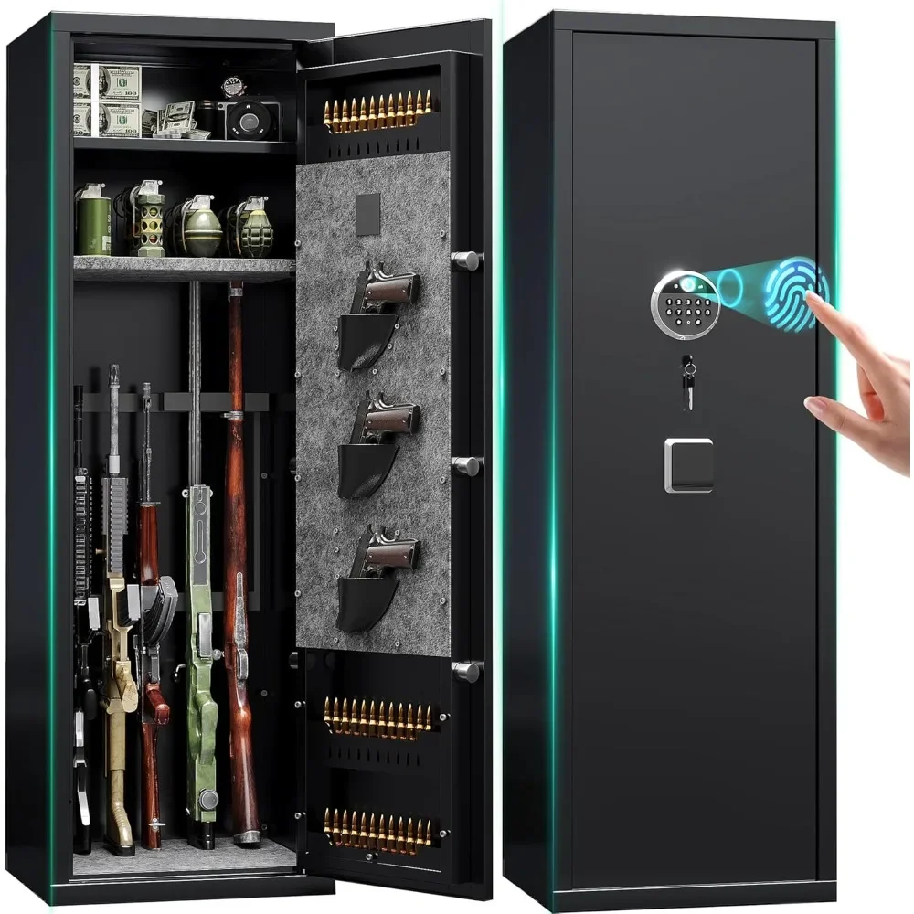5 Gun Safe with 3 Pistol Pouches,No Assembly Required,Quick Access Biometric Large Gun Cabinet Lock
5 Gun Safe with 3 Pistol Pouches,No Assembly Required,Quick Access Biometric Large Gun Cabinet Lock