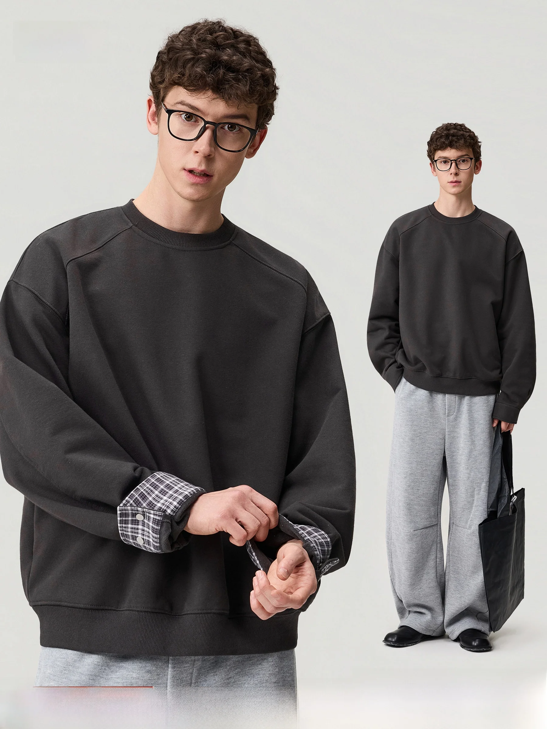 DPX Spring Color round Neck Short Sweatshirt Men's Loose Plaid Splicing Versatile Men's Top 430G Heavy Knitted Fabric
DPX Spring Color round Neck Short Sweatshirt Men's Loose Plaid Splicing Versatile Men's Top 430G Heavy Knitted Fabric