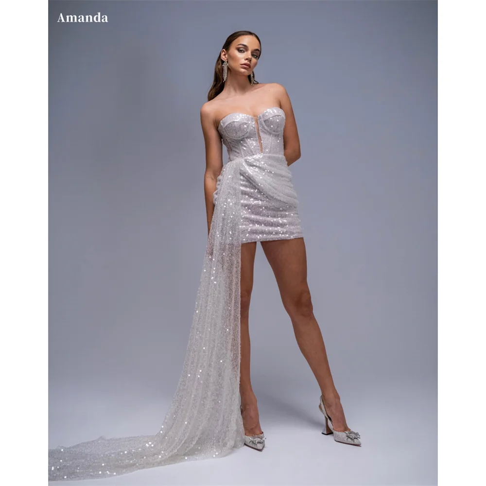 Amanda Customized Sexy Strapless Shiny Sequins Prom Dresses Sleveeless Lace-Up vestidos de noche Sheath Mini Evening Dress 2025
Amanda Customized Sexy Strapless Shiny Sequins Prom Dresses Sleveeless Lace-Up vestidos de noche Sheath Mini Evening Dress 2025