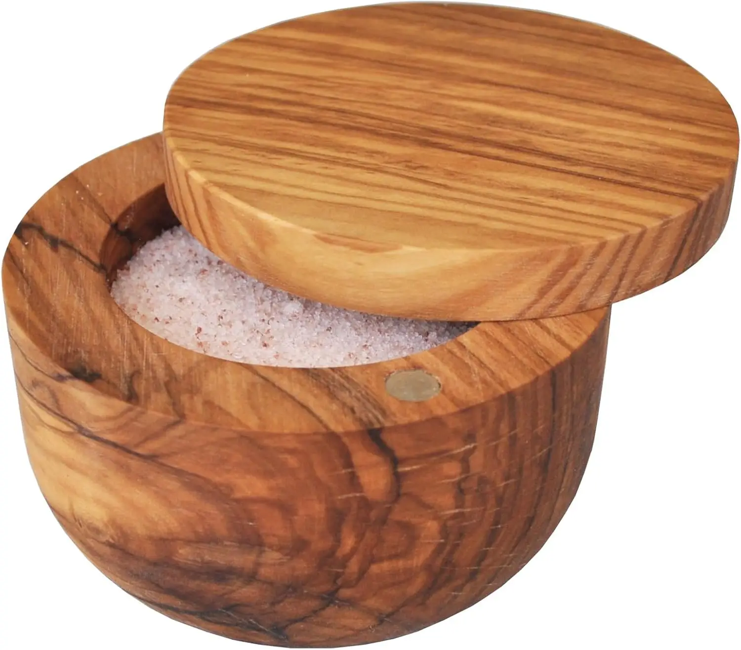 Olive Wood Salt Keeper with Magnetic Lid, Handcrafted Natural Grain
Olive Wood Salt Keeper with Magnetic Lid, Handcrafted Natural Grain