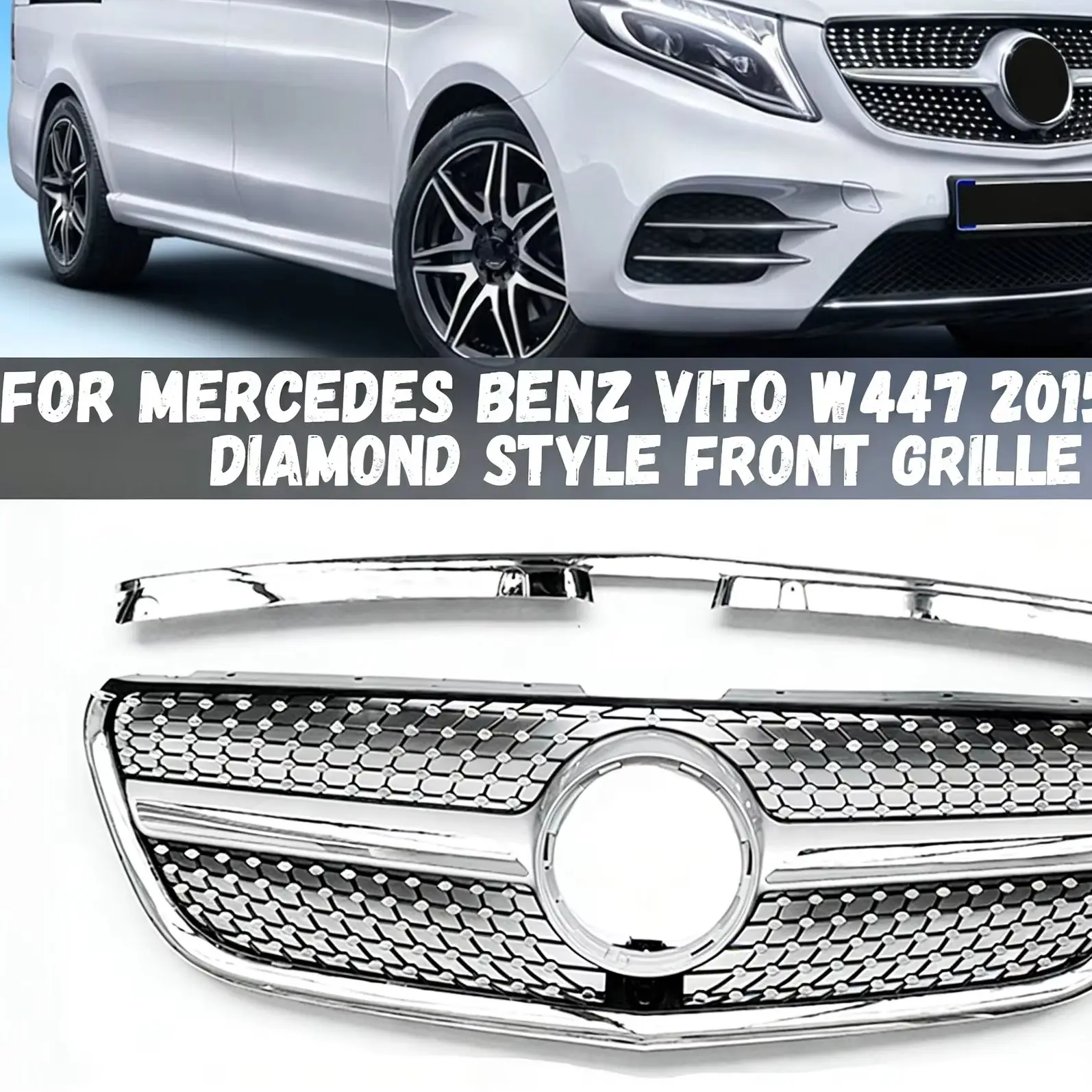 W447 2015-2019 Front Bumper Grille Racing Grill Diamond Style Grill For Mercedes Benz V V250 V300 V260 Tuning Body Kit
W447 2015-2019 Front Bumper Grille Racing Grill Diamond Style Grill For Mercedes Benz V V250 V300 V260 Tuning Body Kit