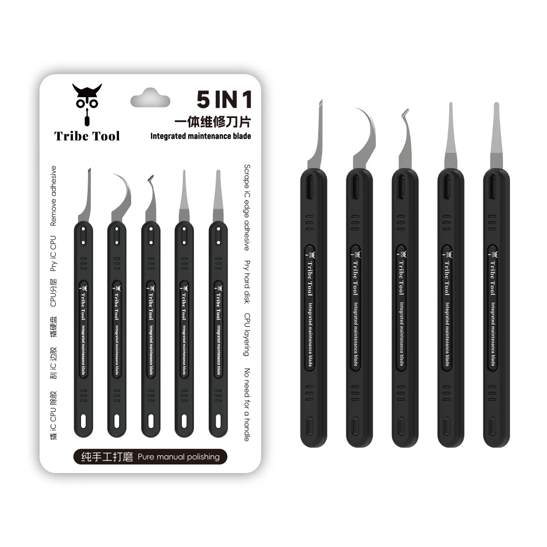Инструмент Tribe 5в1, ручное полированное интегрированное лезвие, скребок для расклейки, нож для обслуживания материнской платы мобильного телефона, лезвие
Инструмент Tribe 5в1, ручное полированное интегрированное лезвие, скребок для расклейки, нож для обслуживания материнской платы мобильного телефона, лезвие