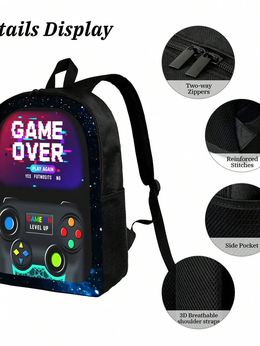 Gaming Backpack With Game Over Design Lightweight Daily Bag Adjustable Straps Zipper Closure
Gaming Backpack With Game Over Design Lightweight Daily Bag Adjustable Straps Zipper Closure